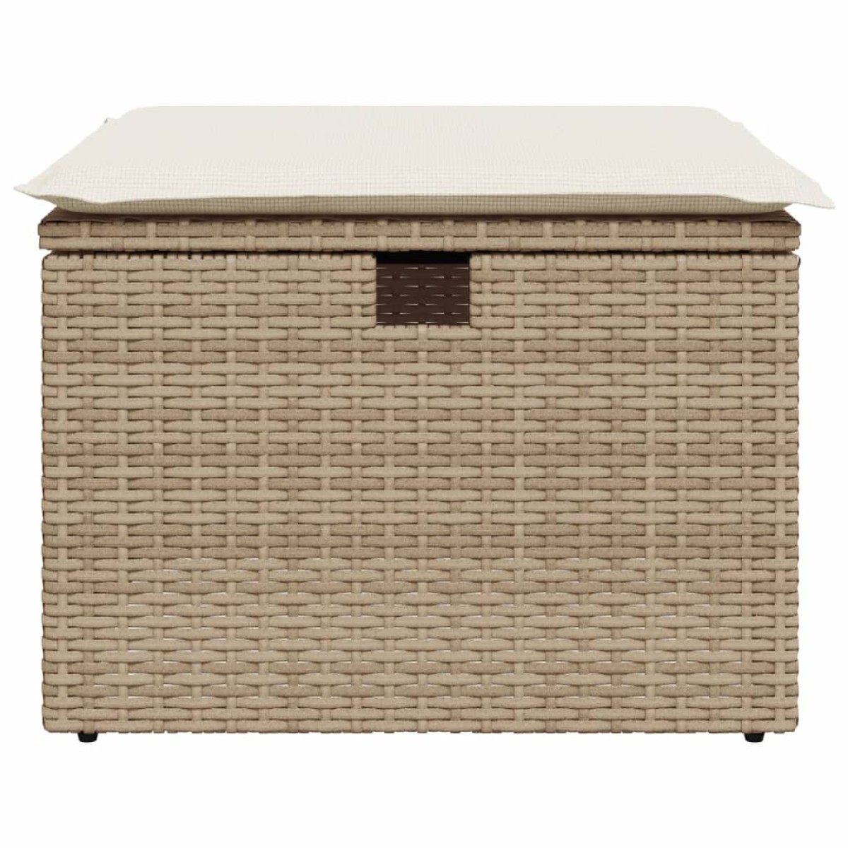 vidaXL Υποπόδιο Κήπου Μπεζ 55x55x37 εκ. Συνθετικό Ρατάν με Μαξιλάρι