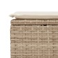 vidaXL Υποπόδιο Κήπου Μπεζ 55x55x37 εκ. Συνθετικό Ρατάν με Μαξιλάρι