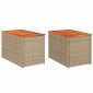 vidaXL Τραπεζάκια Κήπου 2 τεμ. Μπεζ 55x34x37εκ. Συνθ.Ρατάν/Μασίφ Ξύλο