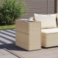 vidaXL Τραπέζι Κήπου με Γυάλινη Επιφ. Μπεζ 58x27,5x55 εκ. Συνθ. Ρατάν
