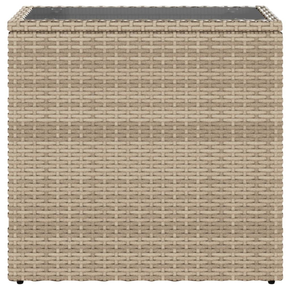 vidaXL Τραπέζι Κήπου με Γυάλινη Επιφ. Μπεζ 58x27,5x55 εκ. Συνθ. Ρατάν