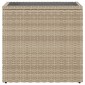 vidaXL Τραπέζι Κήπου με Γυάλινη Επιφ. Μπεζ 58x27,5x55 εκ. Συνθ. Ρατάν
