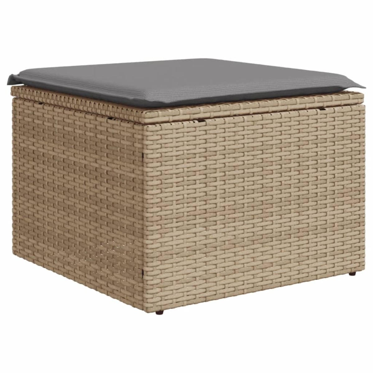 vidaXL Υποπόδιο Κήπου Μπεζ 55x55x37 εκ. Συνθετικό Ρατάν με Μαξιλάρι