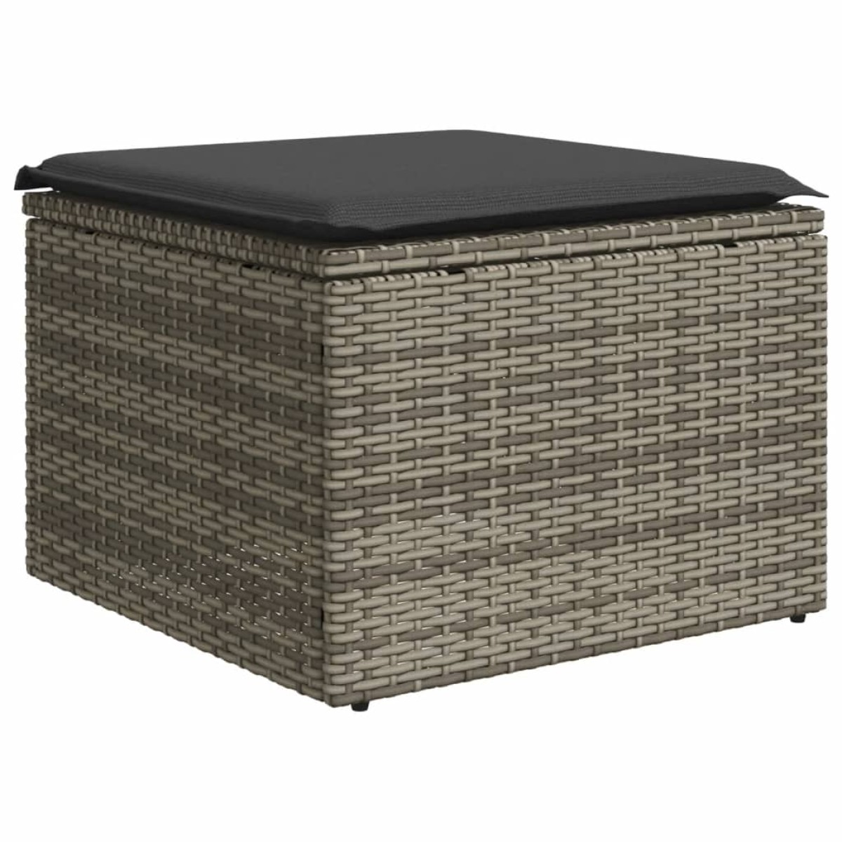 vidaXL Υποπόδιο Κήπου Γκρι 55x55x37 εκ. Συνθετικό Ρατάν με Μαξιλάρι