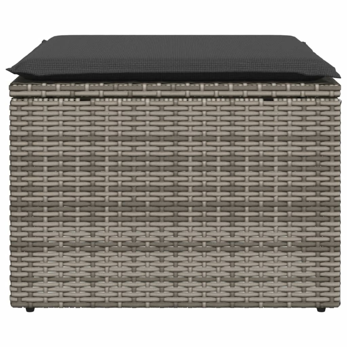 vidaXL Υποπόδιο Κήπου Γκρι 55x55x37 εκ. Συνθετικό Ρατάν με Μαξιλάρι