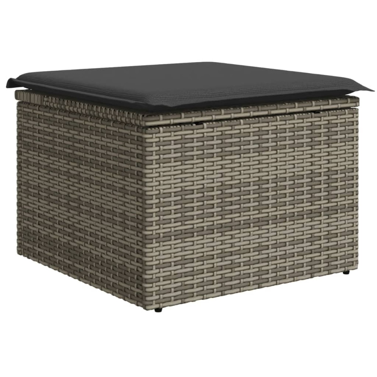 vidaXL Υποπόδιο Κήπου Γκρι 55x55x37 εκ. Συνθετικό Ρατάν με Μαξιλάρι