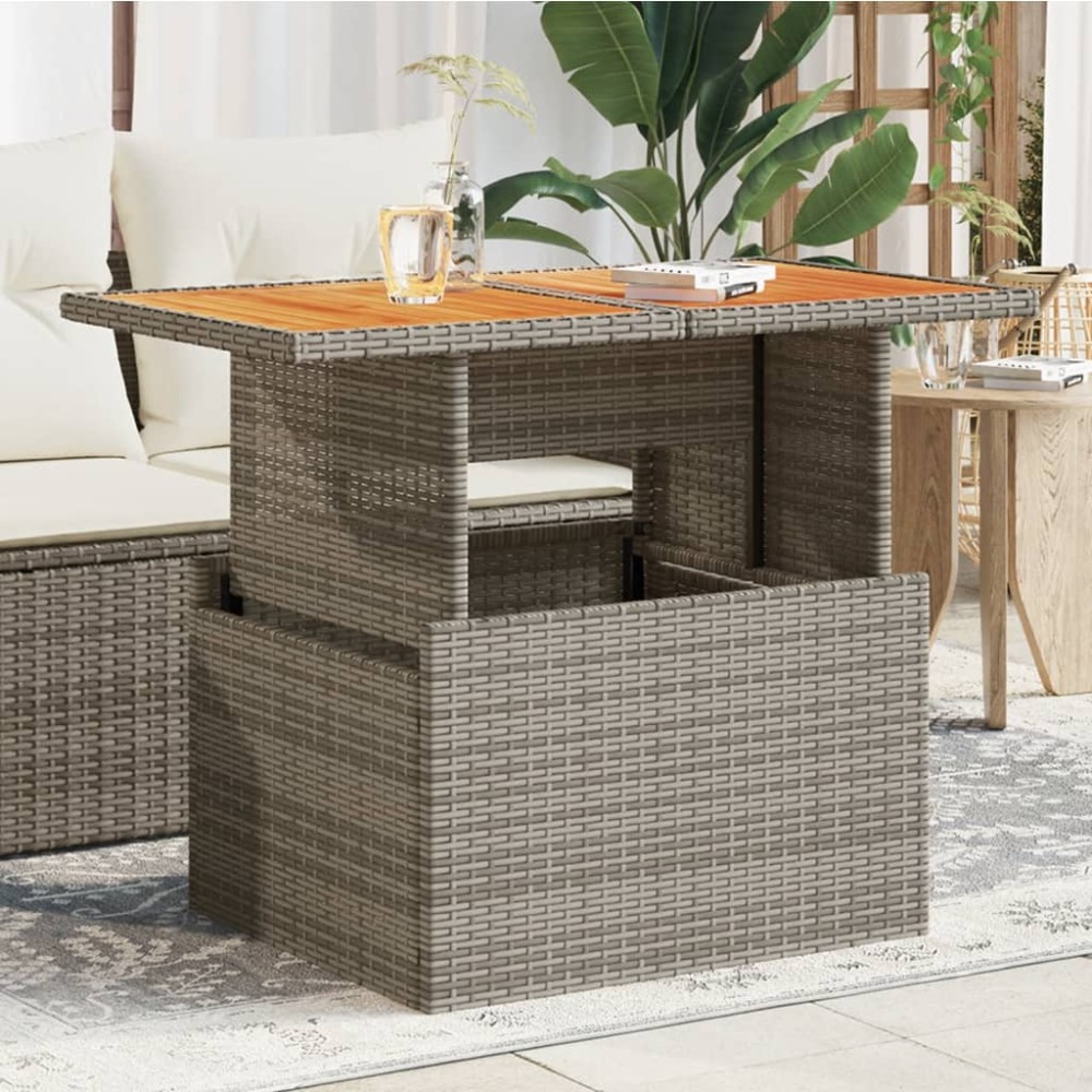 vidaXL Τραπέζι Κήπου Γκρι 100x55x73 εκ. Συνθετικό Ρατάν/Ξύλο Ακακίας