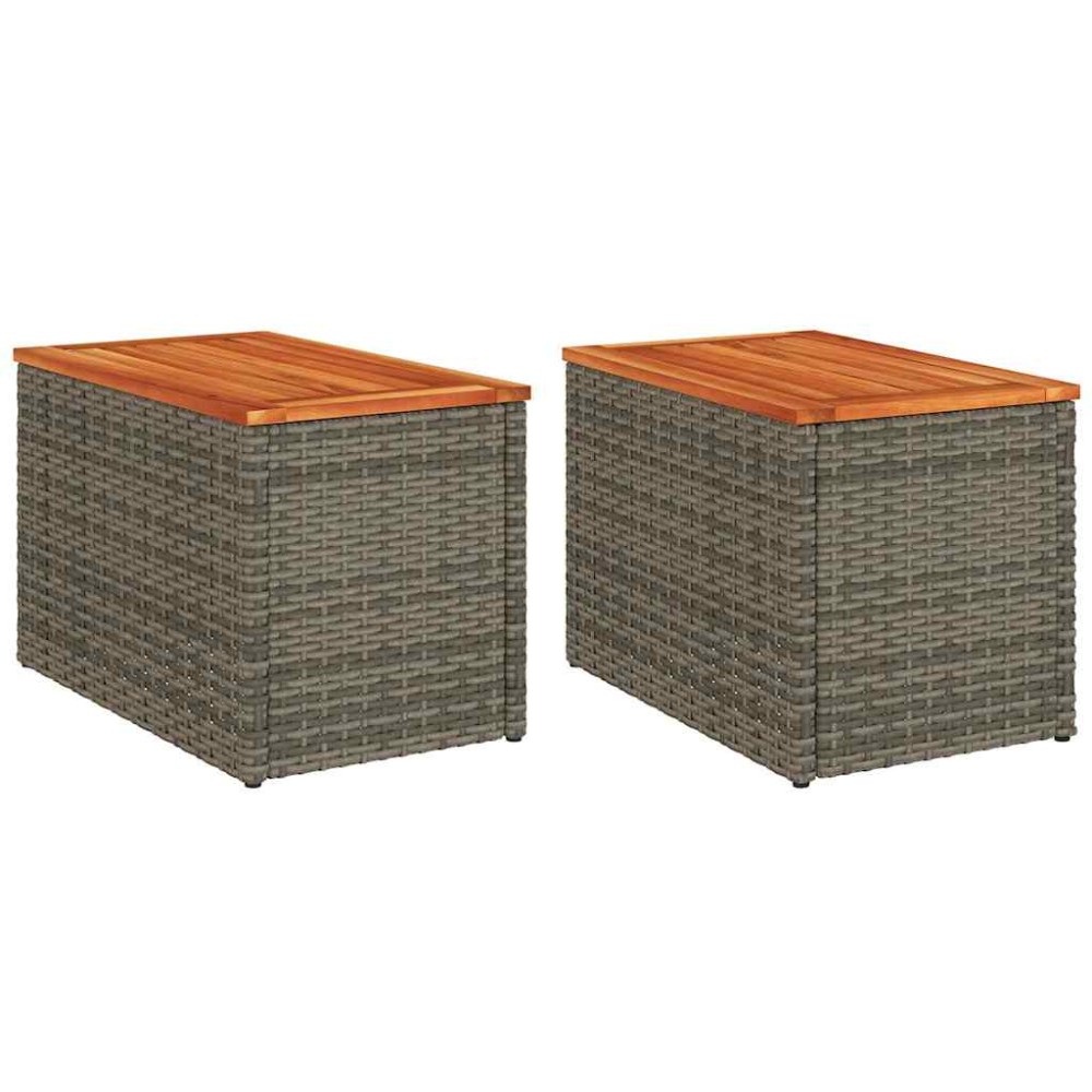 vidaXL Τραπεζάκια Κήπου 2 τεμ. Γκρι 55x34x37εκ. Συνθ.Ρατάν/Μασίφ Ξύλο
