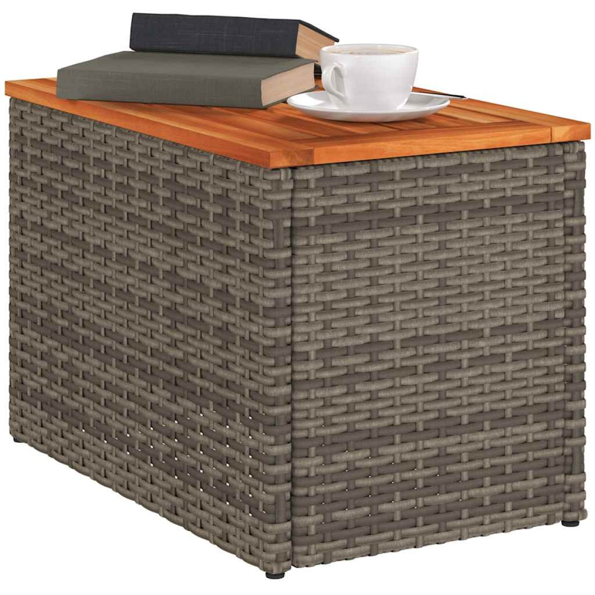 vidaXL Τραπεζάκια Κήπου 2 τεμ. Γκρι 55x34x37εκ. Συνθ.Ρατάν/Μασίφ Ξύλο