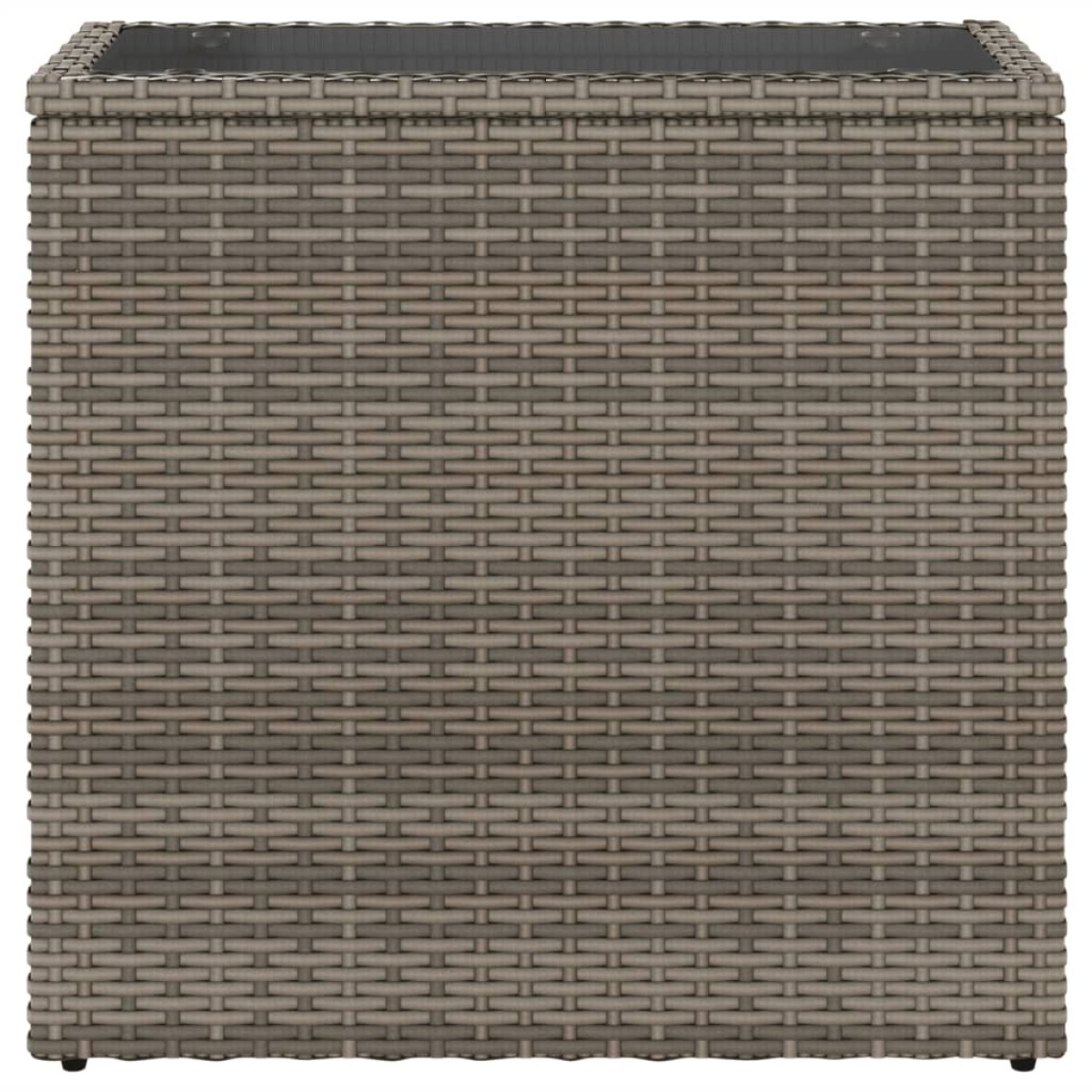 vidaXL Τραπέζι Κήπου με Γυάλινη Επιφ. Γκρι 58x27,5x55 εκ. Συνθ. Ρατάν