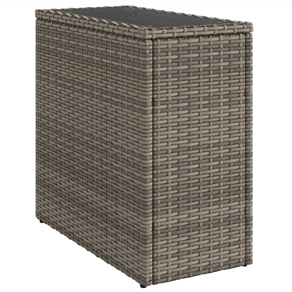 vidaXL Τραπέζι Κήπου με Γυάλινη Επιφ. Γκρι 58x27,5x55 εκ. Συνθ. Ρατάν