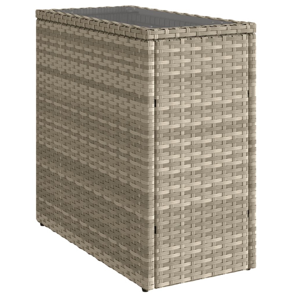 vidaXL Τραπέζι Κήπου με Γυάλινη Επιφ. Γκρι 58x27,5x55 εκ. Συνθ. Ρατάν
