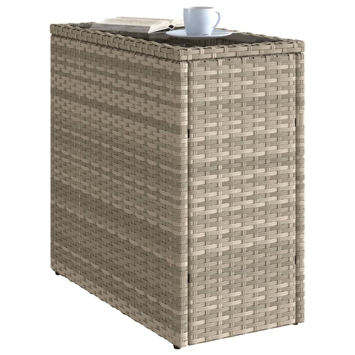 vidaXL Τραπέζι Κήπου με Γυάλινη Επιφ. Γκρι 58x27,5x55 εκ. Συνθ. Ρατάν