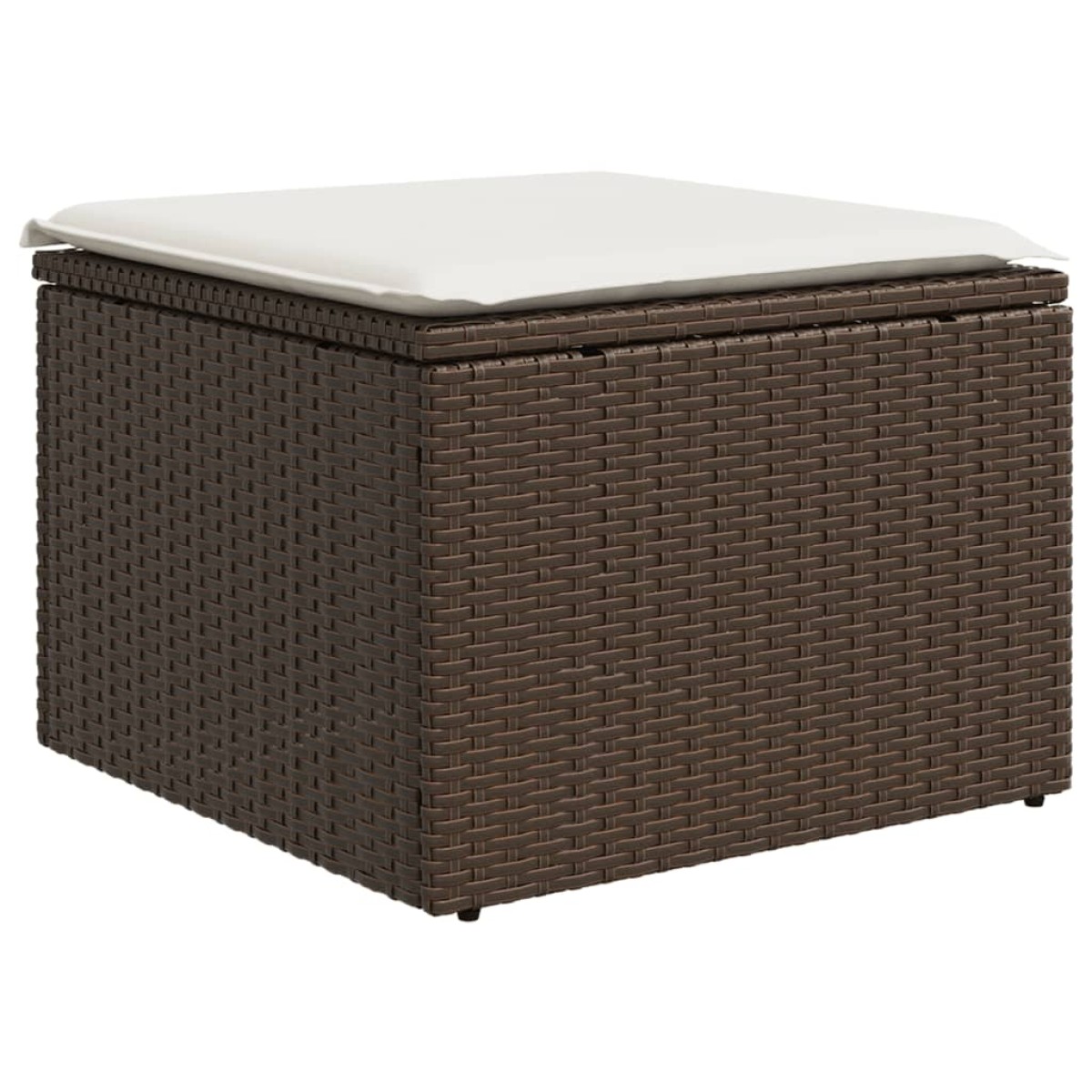 vidaXL Υποπόδιο Κήπου Καφέ 55x55x37 εκ. Συνθετικό Ρατάν με Μαξιλάρι