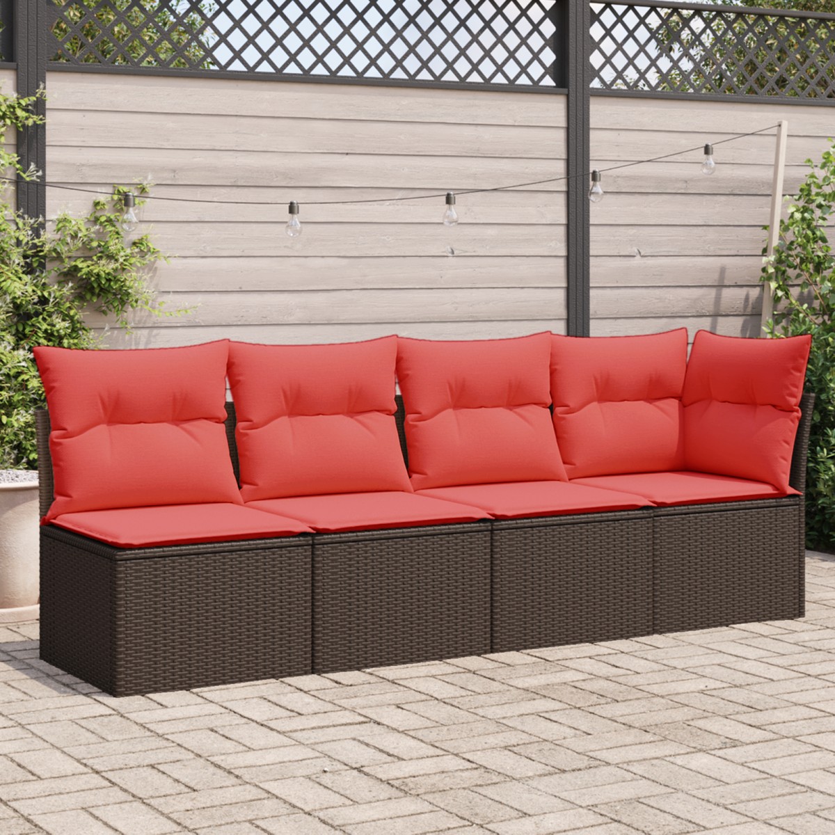 vidaXL | Καναπές Κήπου | Καφέ 227 x 62 x 69 εκ. συνθετικό ρατάν