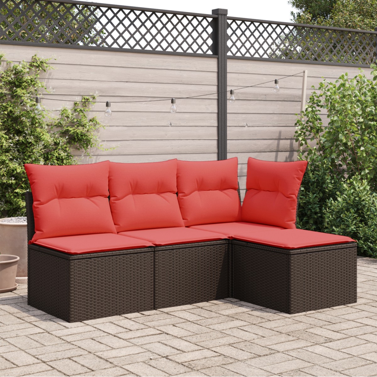 vidaXL Σκαμπό Κήπου με Μαξιλάρι Καφέ 55x55x37 εκ. από Συνθετικό Ρατάν