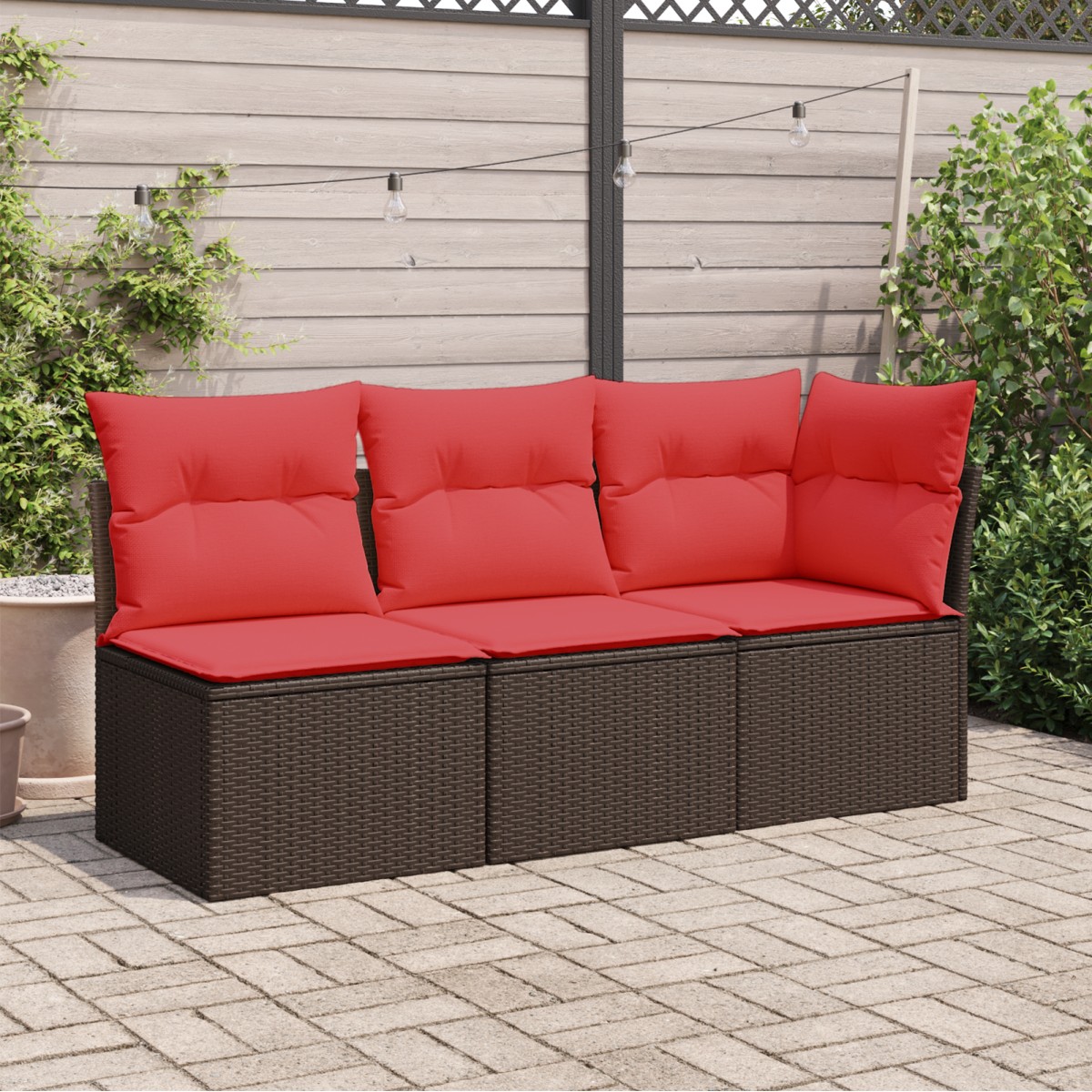 vidaXL | Καναπές Κήπου | με μαξιλάρι Καφέ 172 x 62 x 69 εκ. Πολυ ράταν