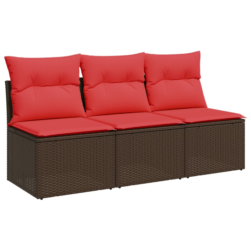 vidaXL | Καναπές Κήπου | με μαξιλάρι Καφέ 165 x 62 x 69 εκ Πολυ ράταν