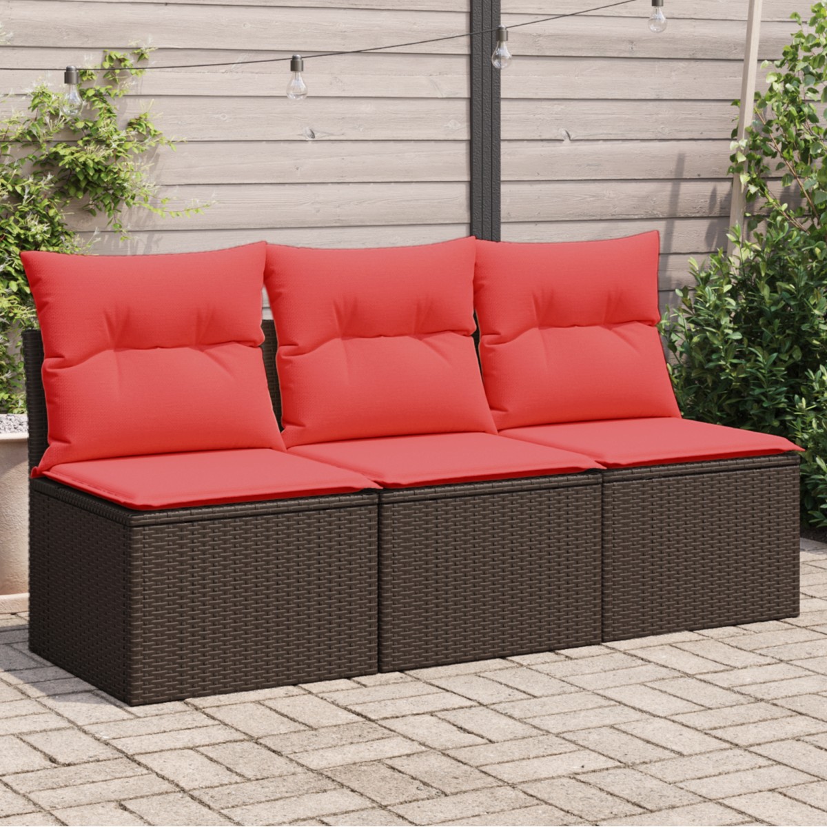 vidaXL | Καναπές Κήπου | με μαξιλάρι Καφέ 165 x 62 x 69 εκ Πολυ ράταν
