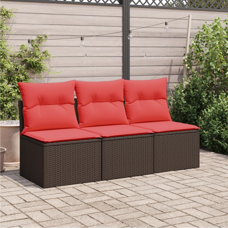 vidaXL | Καναπές Κήπου | με μαξιλάρι Καφέ 165 x 62 x 69 εκ Πολυ ράταν
