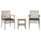 vidaXL Σετ Επίπλων Bistro 3 τεμ. Γκρι Συνθ. Ρατάν/Ακακία + Μαξιλάρια