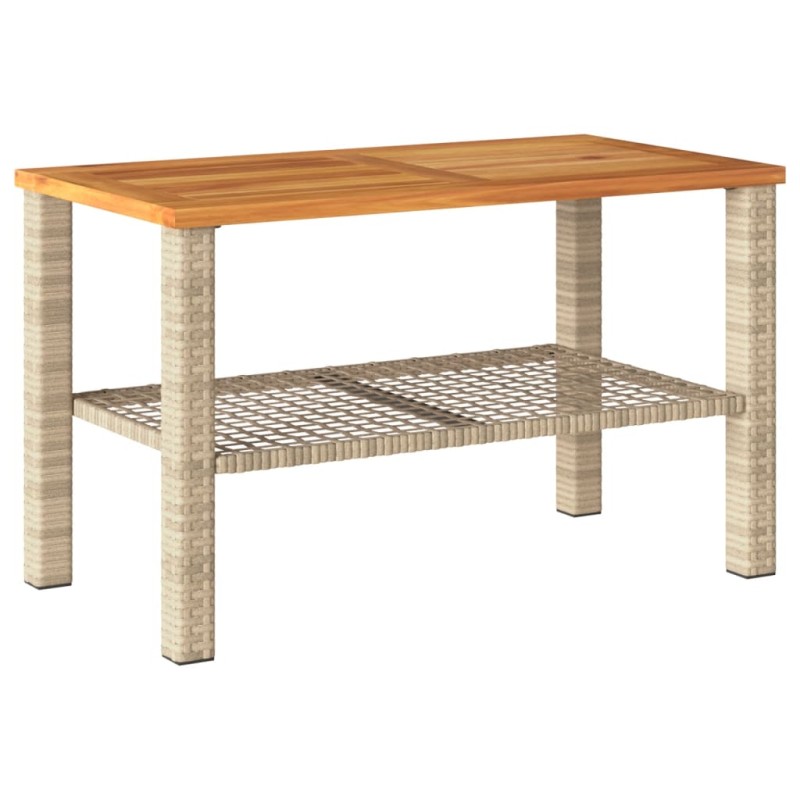 vidaXL Τραπέζι Κήπου Μπεζ 70x38x42 εκ. Συνθετικό Ρατάν & Ξύλο Ακακίας
