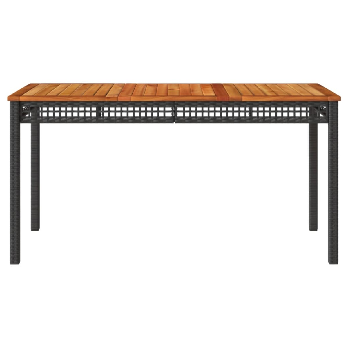 vidaXL Τραπέζι Κήπου Μαύρο 140x80x75 εκ. Συνθετικό Ρατάν/Ξύλο Ακακίας