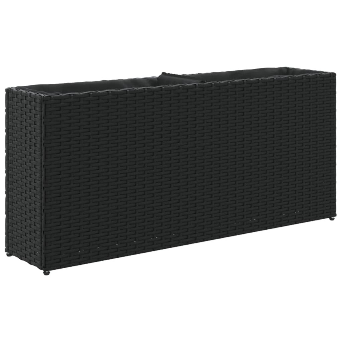 vidaXL Ζαρντινιέρα Κήπου Μαύρη 90x20x40εκ. Συνθ. Ρατάν με 2 Γλάστρες