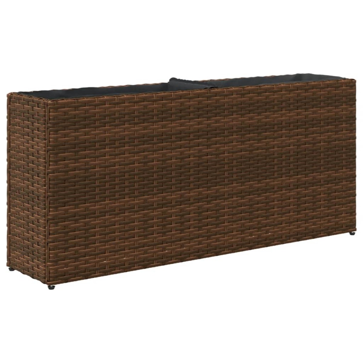 vidaXL Ζαρντινιέρα Κήπου Καφέ 90x20x40εκ. Συνθ. Ρατάν με 2 Γλάστρες
