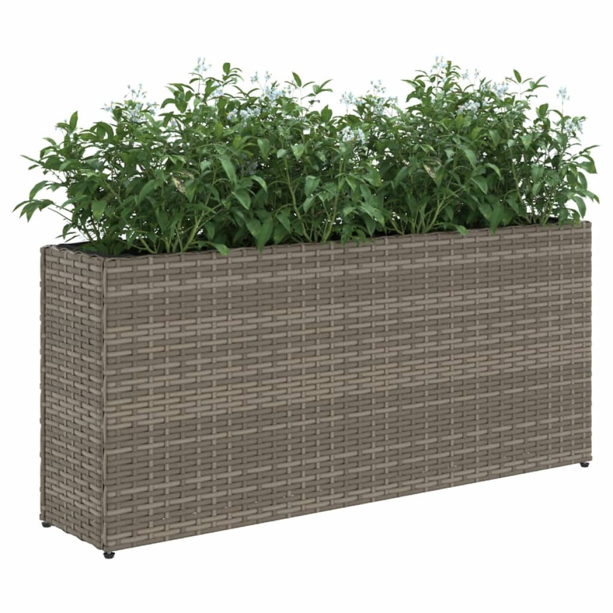 vidaXL Ζαρντινιέρα Κήπου Γκρι 90x20x40εκ. Συνθ. Ρατάν με 2 Γλάστρες