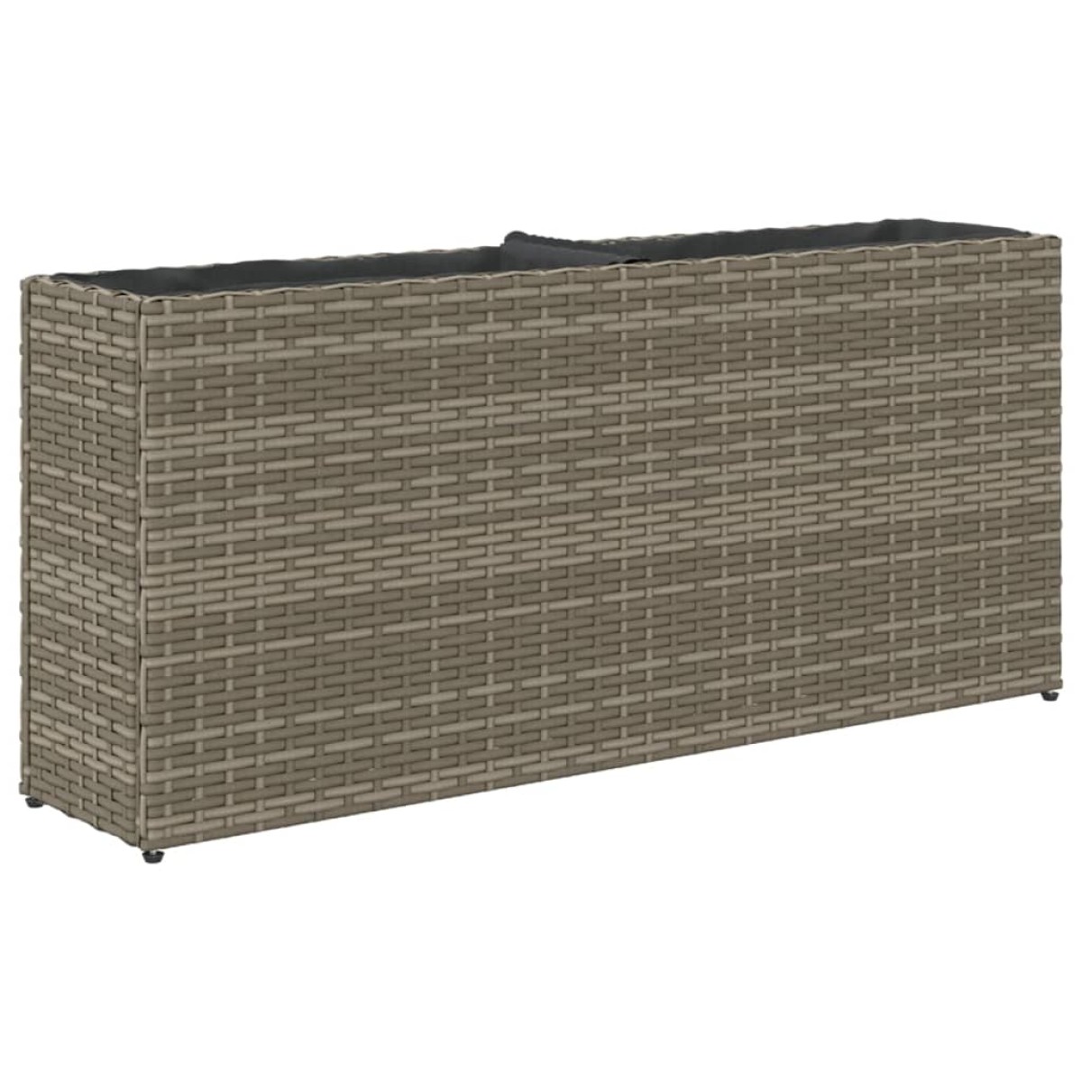 vidaXL Ζαρντινιέρα Κήπου Γκρι 90x20x40εκ. Συνθ. Ρατάν με 2 Γλάστρες
