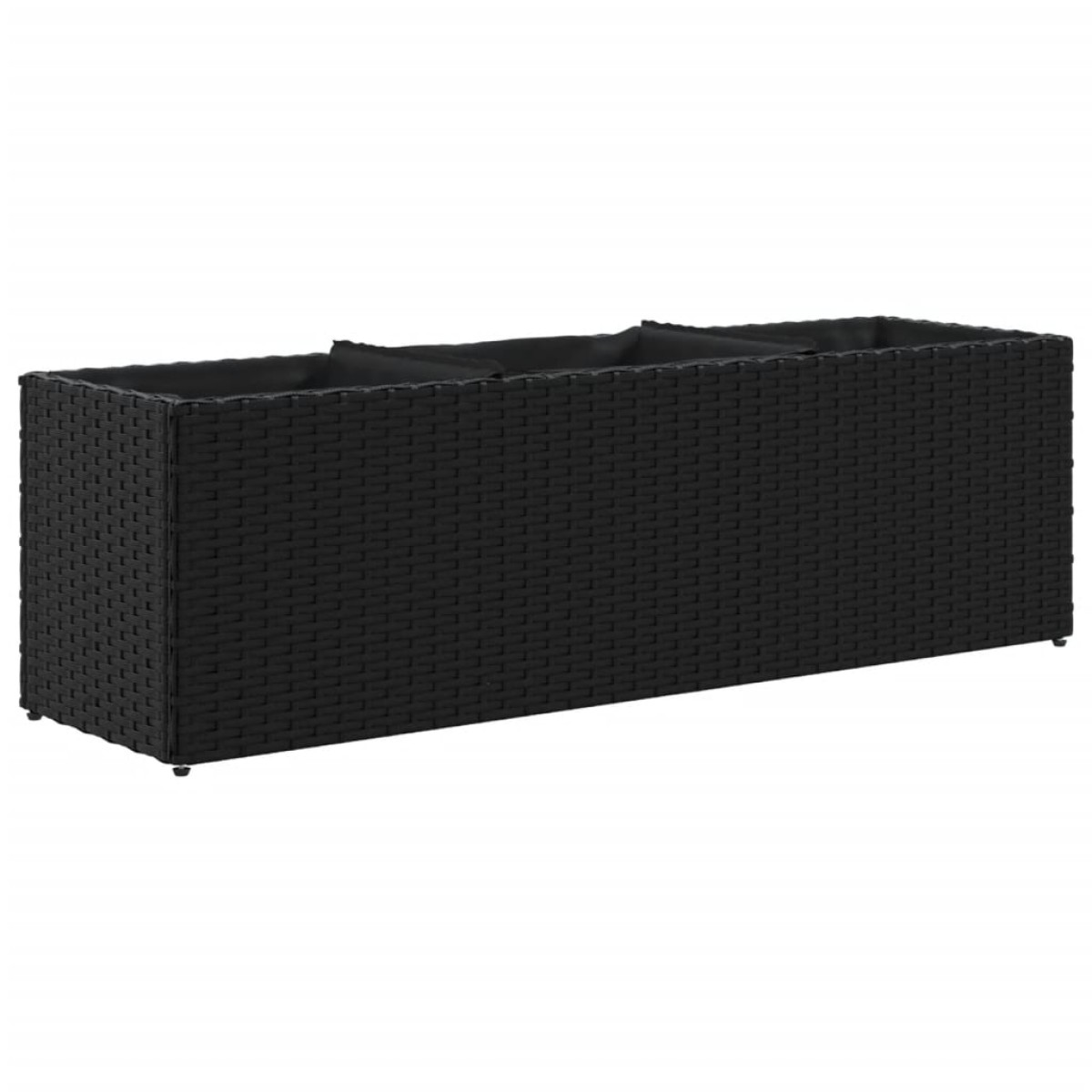 vidaXL Ζαρντινιέρα Κήπου Μαύρη 105x30x32 εκ. Συνθ. Ρατάν με 3 Γλάστρες