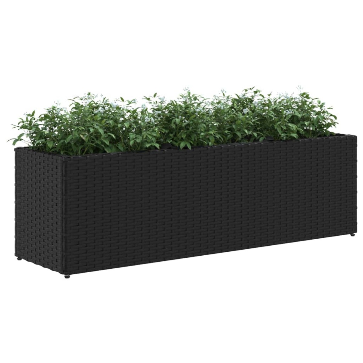 vidaXL Ζαρντινιέρα Κήπου Μαύρη 105x30x32 εκ. Συνθ. Ρατάν με 3 Γλάστρες