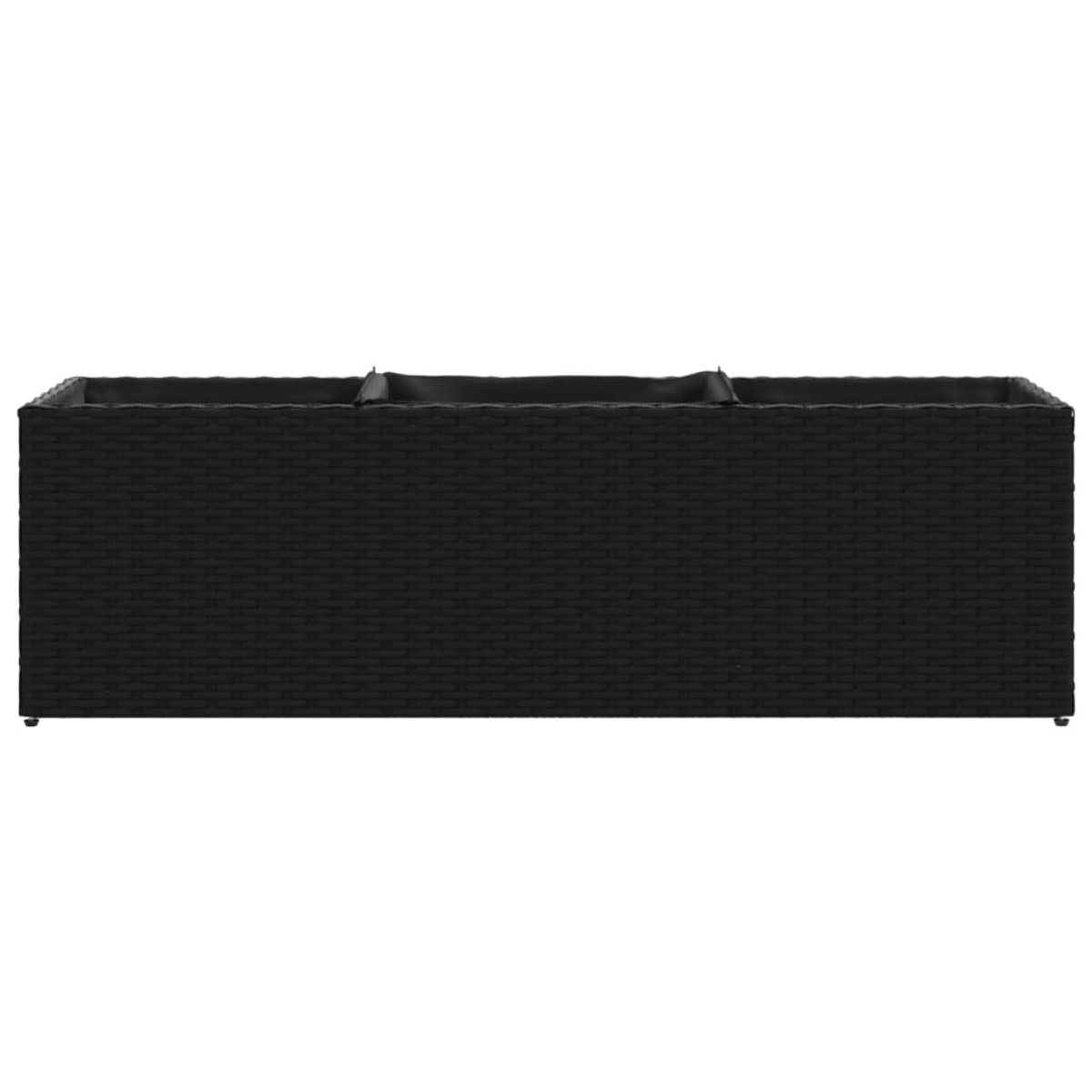 vidaXL Ζαρντινιέρα Κήπου Μαύρη 105x30x32 εκ. Συνθ. Ρατάν με 3 Γλάστρες