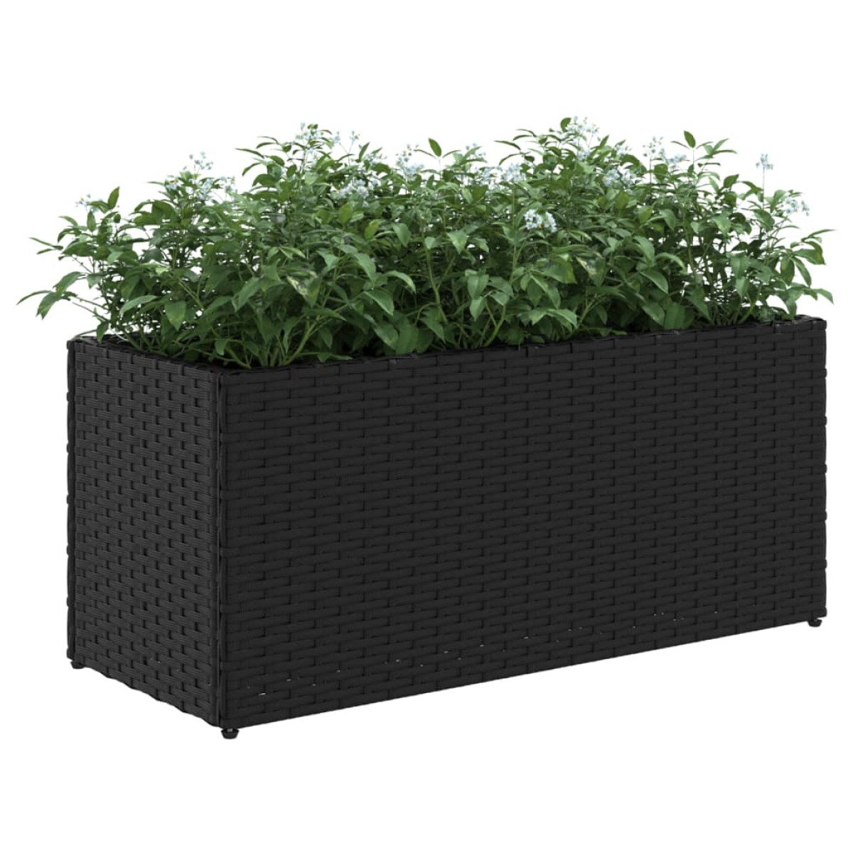 vidaXL Ζαρντινιέρα Κήπου Μαύρη 72x30x32 εκ. Συνθ. Ρατάν με 2 Γλάστρες