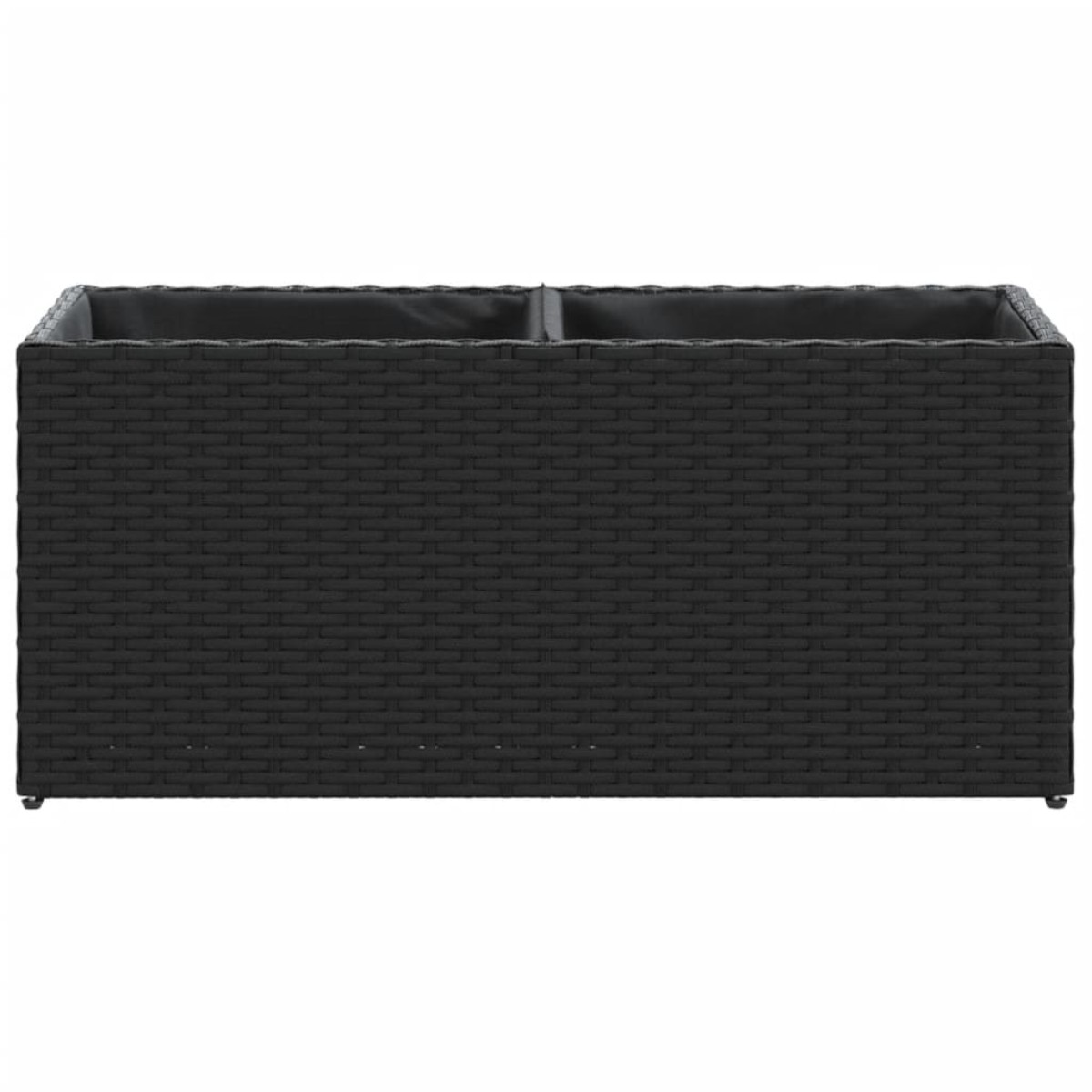 vidaXL Ζαρντινιέρα Κήπου Μαύρη 72x30x32 εκ. Συνθ. Ρατάν με 2 Γλάστρες
