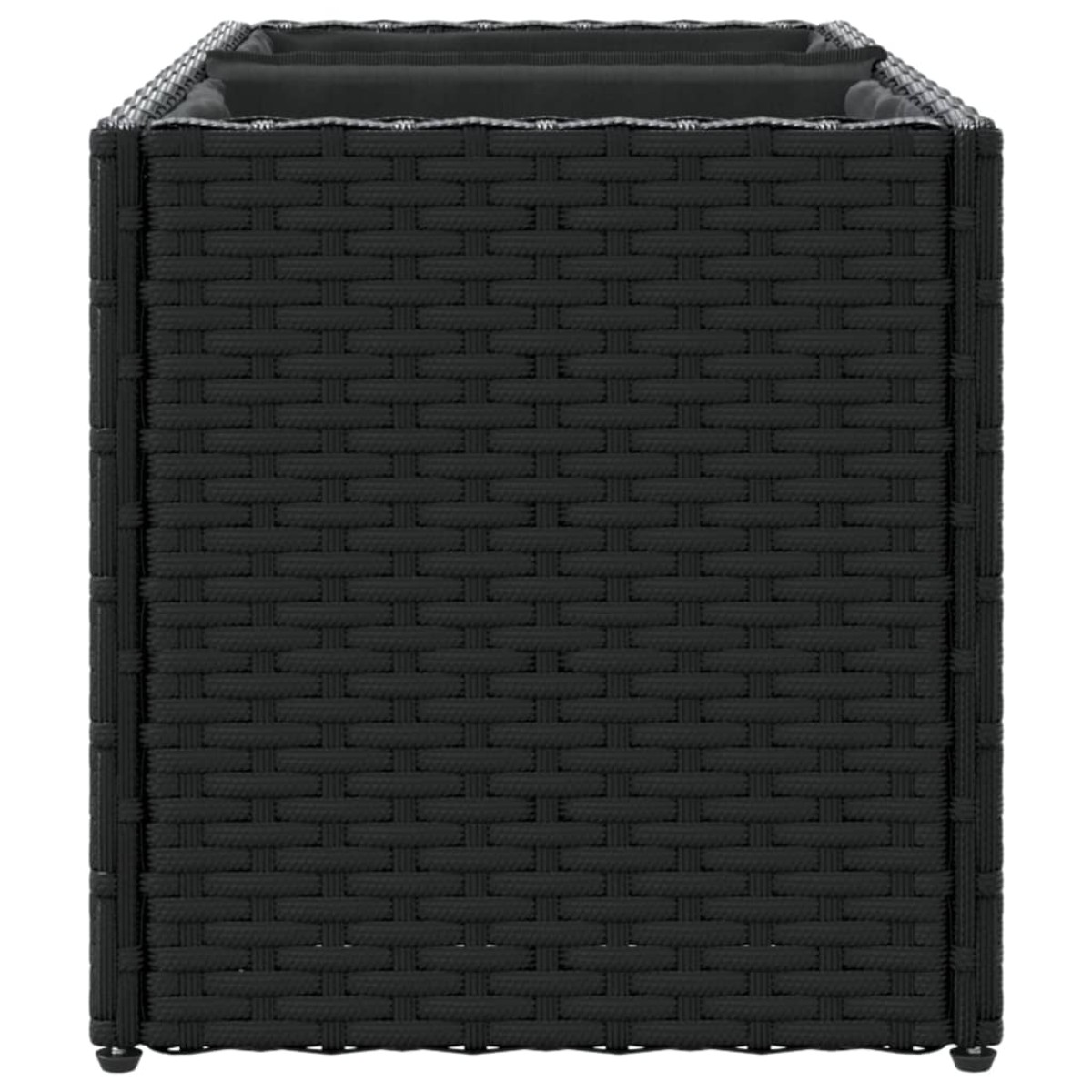 vidaXL Ζαρντινιέρα Κήπου Μαύρη 72x30x32 εκ. Συνθ. Ρατάν με 2 Γλάστρες