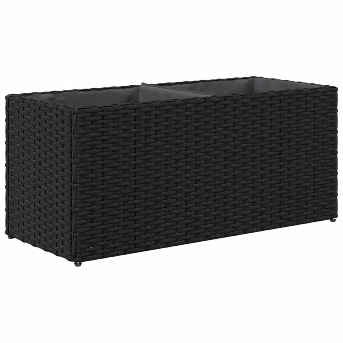 vidaXL Ζαρντινιέρα Κήπου Μαύρη 72x30x32 εκ. Συνθ. Ρατάν με 2 Γλάστρες