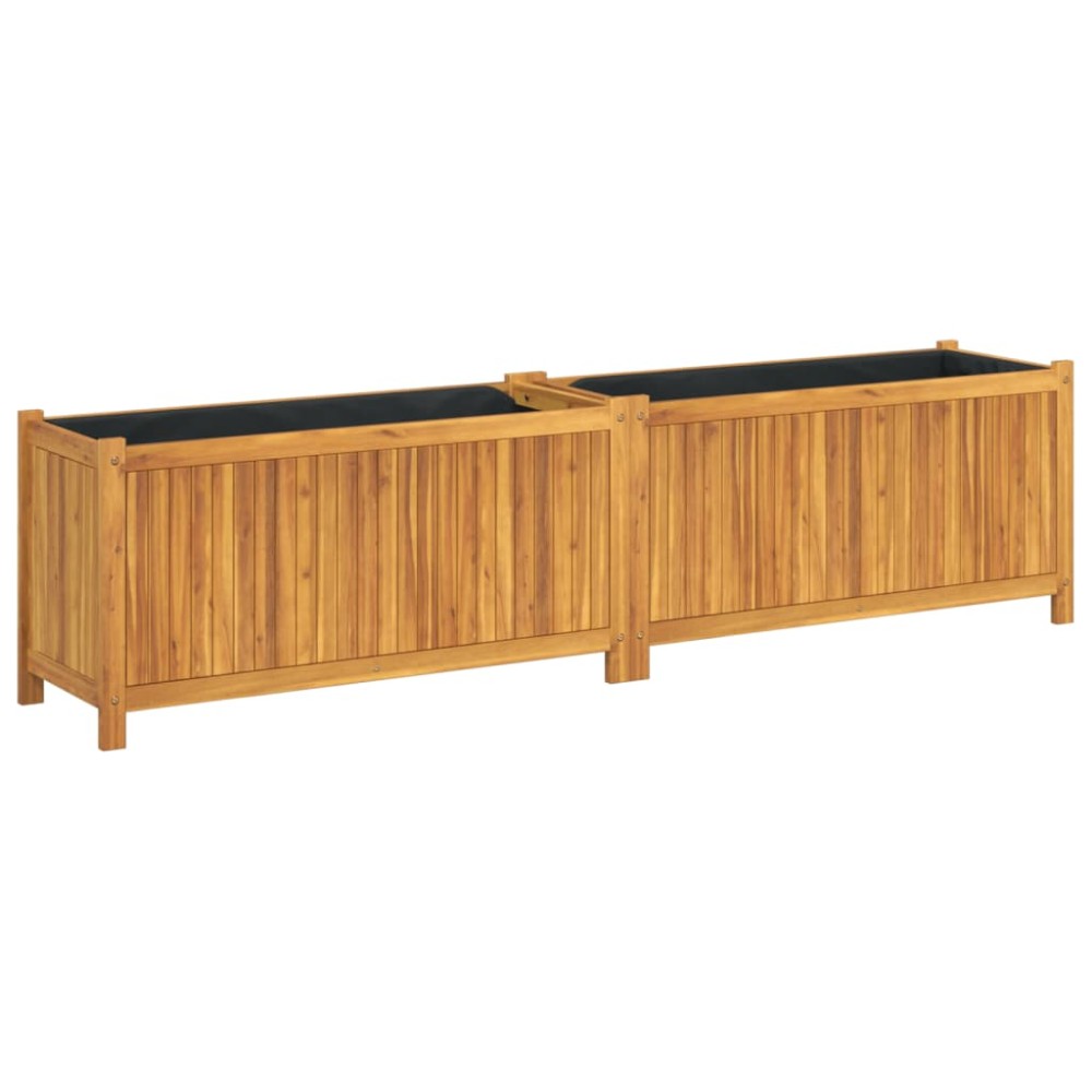 vidaXL Ζαρντινιέρα Κήπου με Επένδυση 199x38,5x50εκ. Μασίφ Ξύλο Ακακίας