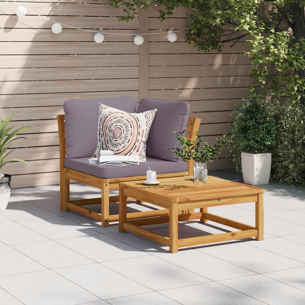 vidaXL Καναπές Κήπου Γωνιακός Μαξιλάρια 73x73x65εκ. Μασίφ Ξύλο Ακακίας