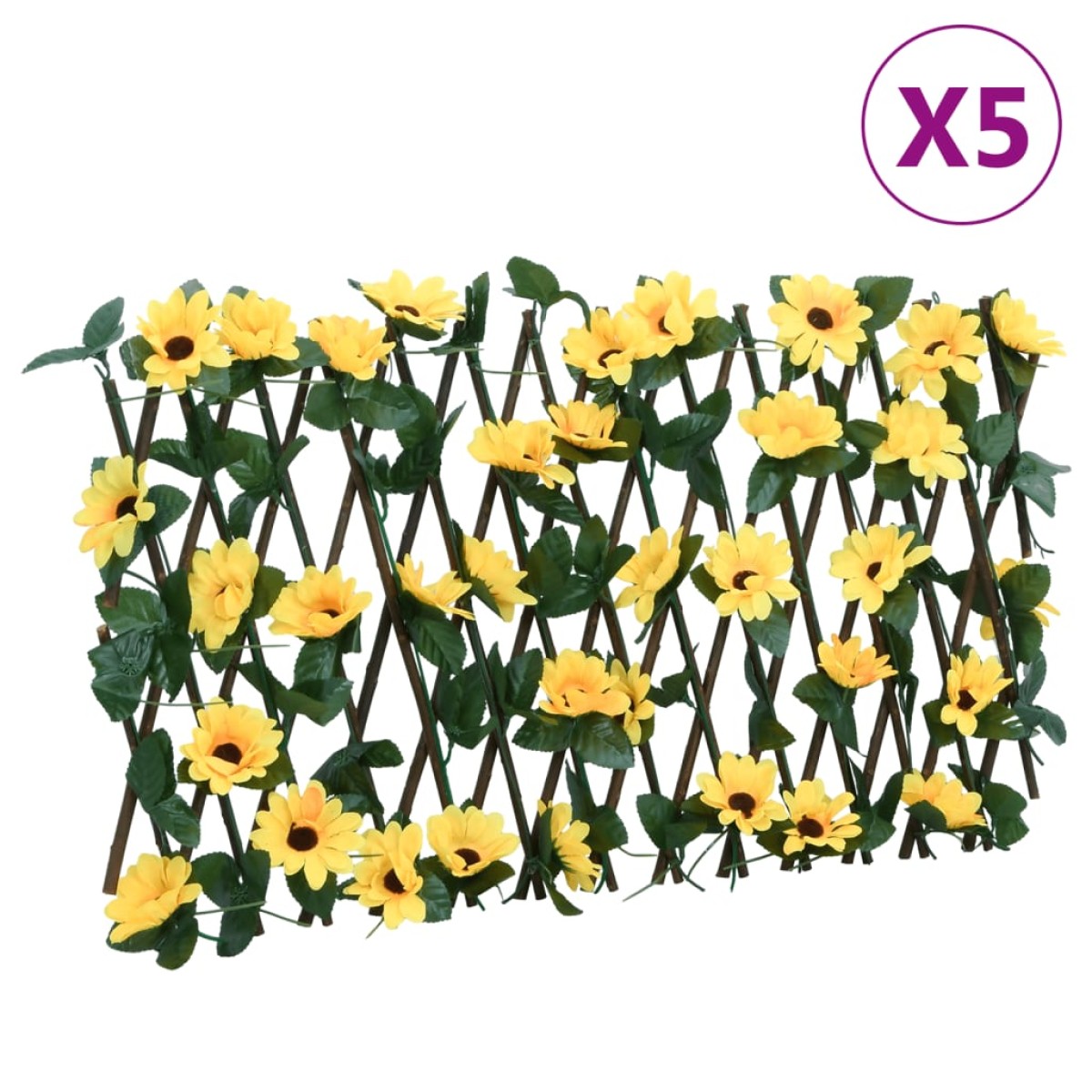 vidaXL Καφασωτό Επεκτεινόμενο 5 Τεμ. Κίτρινο 180x30εκ. Τεχνητός Κισσός