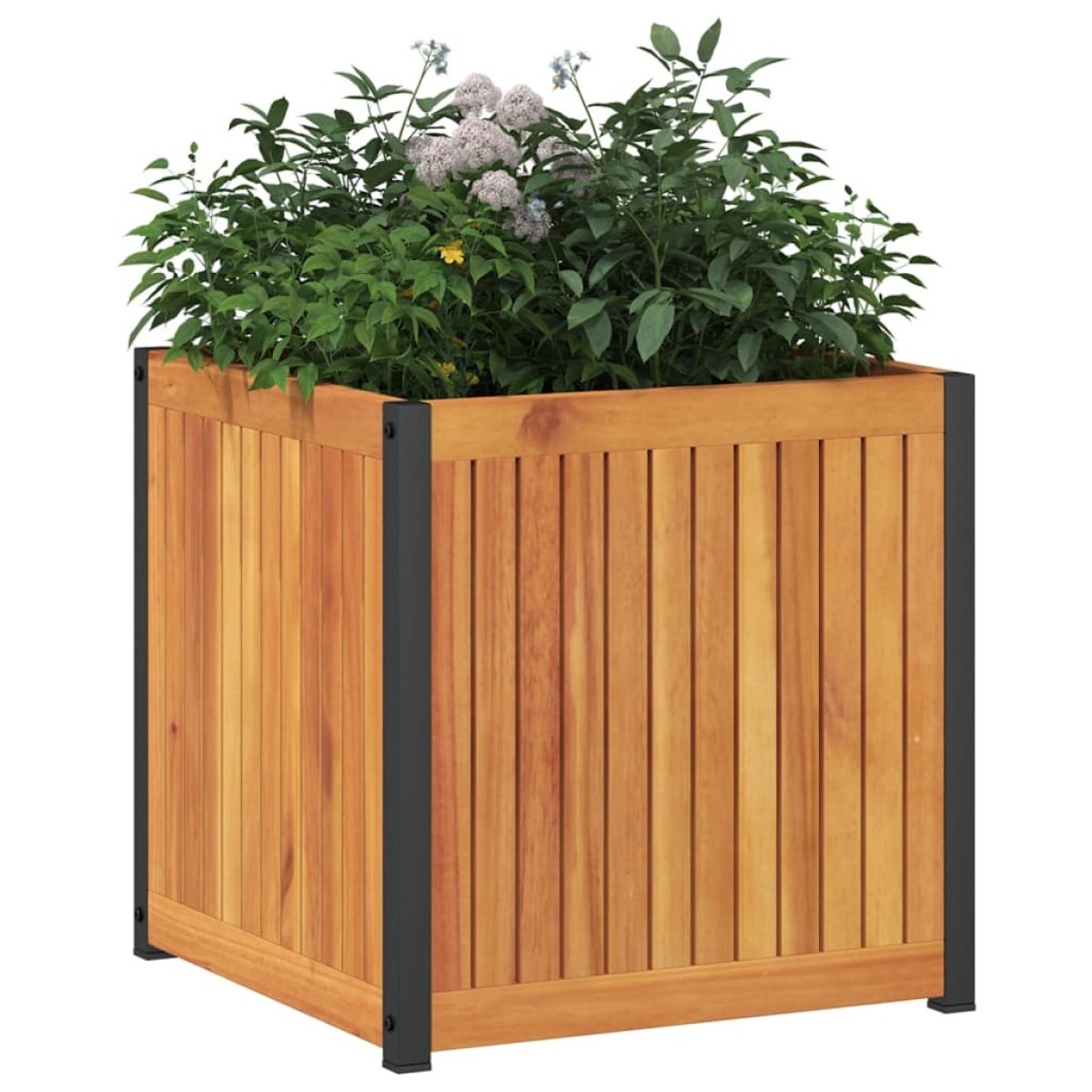 vidaXL Ζαρντινιέρα Κήπου 45x45x44 εκ. Μασίφ Ξύλο Ακακίας/Ατσάλι