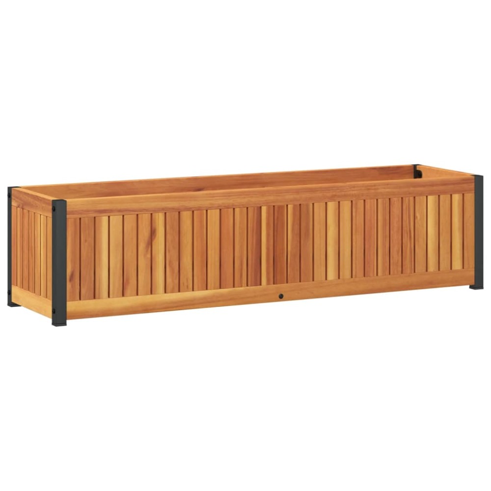 vidaXL Ζαρντινιέρα Κήπου 110x30x27,5 εκ. Μασίφ Ξύλο Ακακίας/Ατσάλι