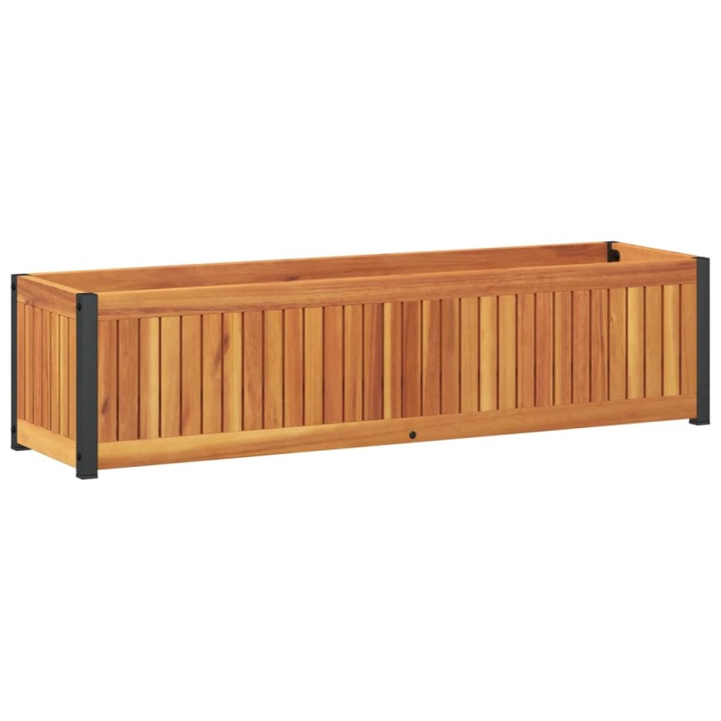 vidaXL Ζαρντινιέρα Κήπου 110x30x27,5 εκ. Μασίφ Ξύλο Ακακίας/Ατσάλι