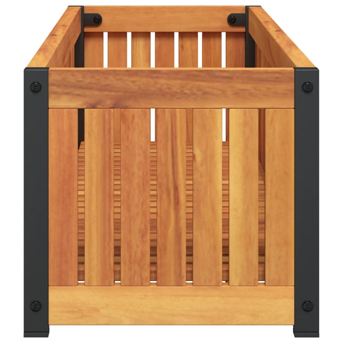 vidaXL Ζαρντινιέρα Κήπου 110x30x27,5 εκ. Μασίφ Ξύλο Ακακίας/Ατσάλι