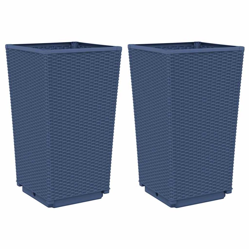 vidaXL Ζαρντινιέρες Κήπου 2 τεμ. Μπλε Γκρι 32,5x32,5x57 εκ. Πολυπροπυλένιο
