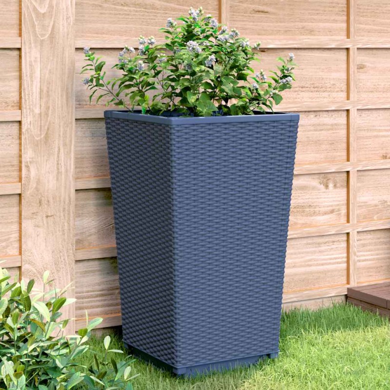 vidaXL Ζαρντινιέρες Κήπου 2 τεμ. Μπλε Γκρι 32,5x32,5x57 εκ. Πολυπροπυλένιο