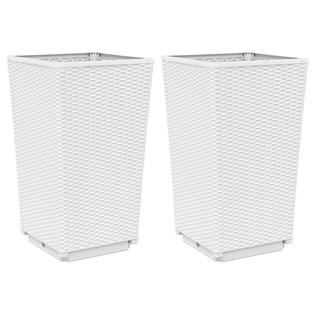 vidaXL Ζαρντινιέρες Κήπου 2 τεμ. Λευκό 32,5x32,5x57 εκ. Πολυπροπυλένιο