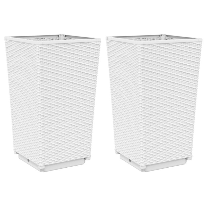 vidaXL Ζαρντινιέρες Κήπου 2 τεμ. Λευκό 32,5x32,5x57 εκ. Πολυπροπυλένιο
