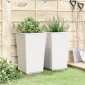 vidaXL Ζαρντινιέρες Κήπου 2 τεμ. Λευκό 32,5x32,5x57 εκ. Πολυπροπυλένιο